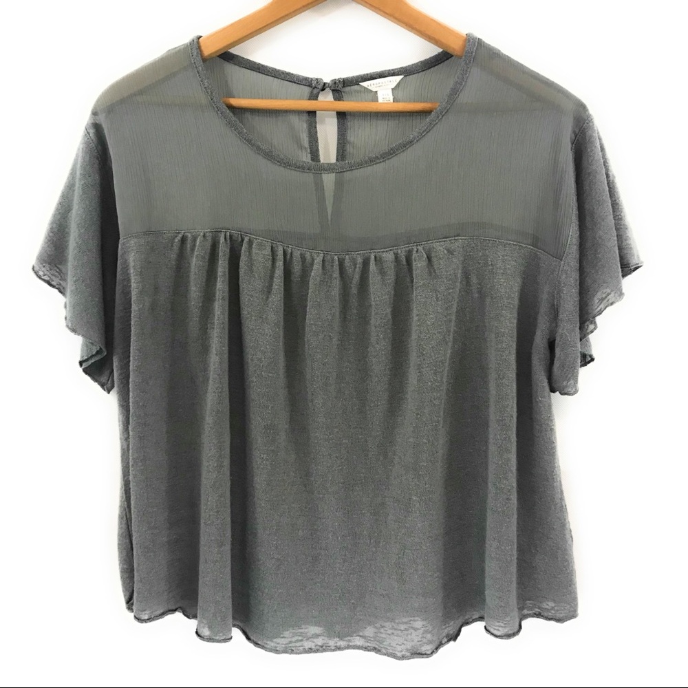 Aeropostale Womens Gray Short Sleeve Blouse, L